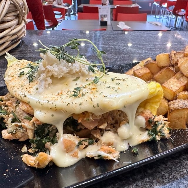 Seafood & Spinach Omelete.