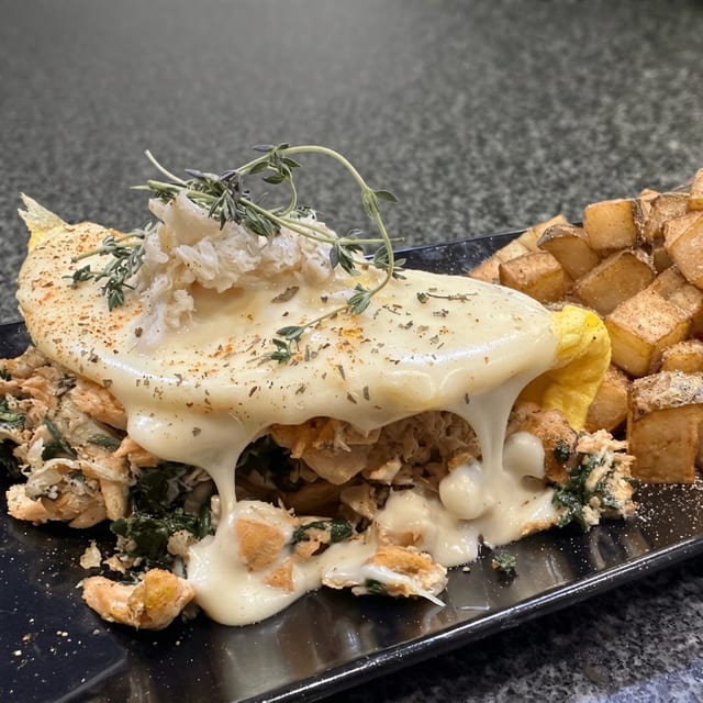Seafood & Spinach Omelete.